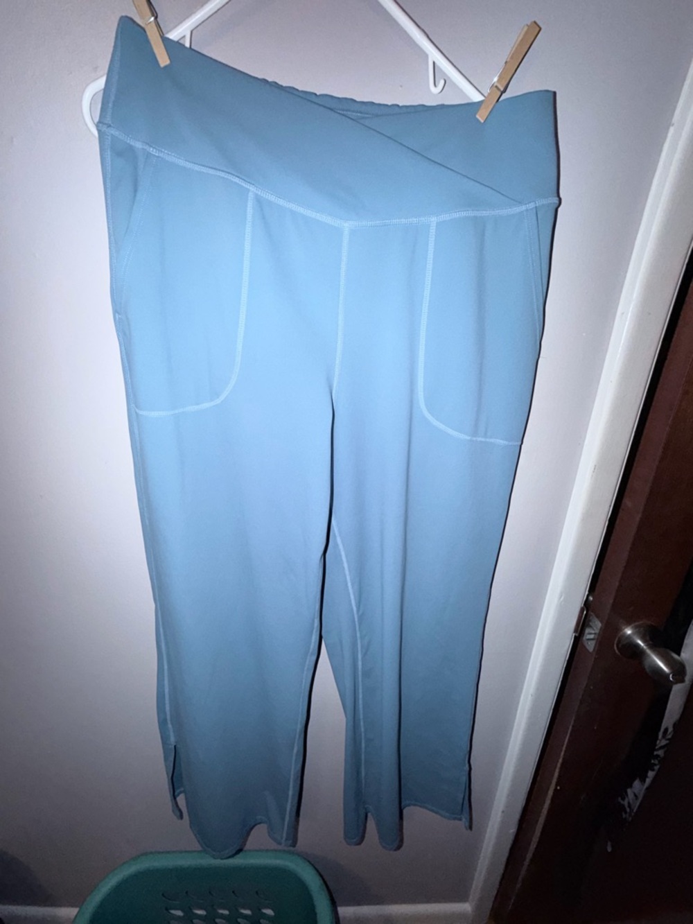 HALARA Light Blue Wide-Leg Active Pants with Crossover Waistband